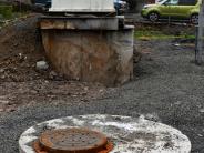 Old pump station and new manhole for South 10th Street storm drain reroute project