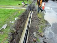 Water line in trench as part of replacement project in St. Helens