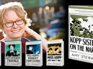Author Amy Stewart headshot with book covers of all Kopp Sister series books.
