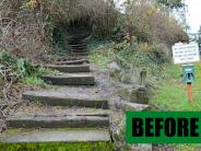 Before picture of old Wyeth Street stairs falling apart and uneven