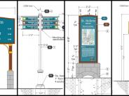 Production specification drawings for different types of wayfinding signage