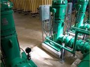 The raw well water enters the treatment facility through these raw water pumps, which supply the water to the membrane filters