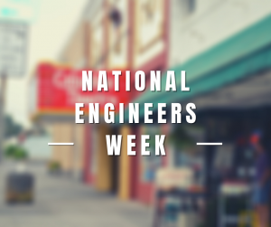 The Columbia Theater superimposed with "National Engineers Week"