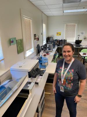 Youth and Makerspace Librarian Jana Wiersma in St. Helens Public Library Makerspace