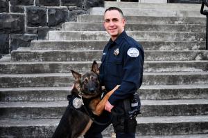 St. Helens Patrol Officer Jon Eggers with his police dog Ryder