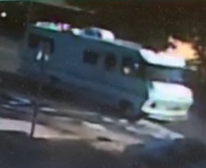 White motorhome captured on surveillance video 