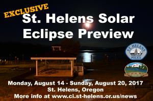 St. Helens park at night with solar eclipse superimposed in night sky