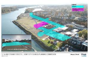 Aerial of Streets and Utilities Extension Project area with scope of work highlighted 