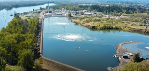 Aerial of Central Waterfront Property and City's wastewater treatment lagoon